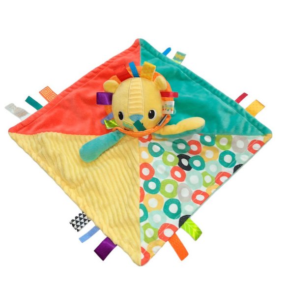 Bright Starts Taggies Ribbon Tags Lion Security Blanket Lovey 14" X 14" - Picture 1 of 5